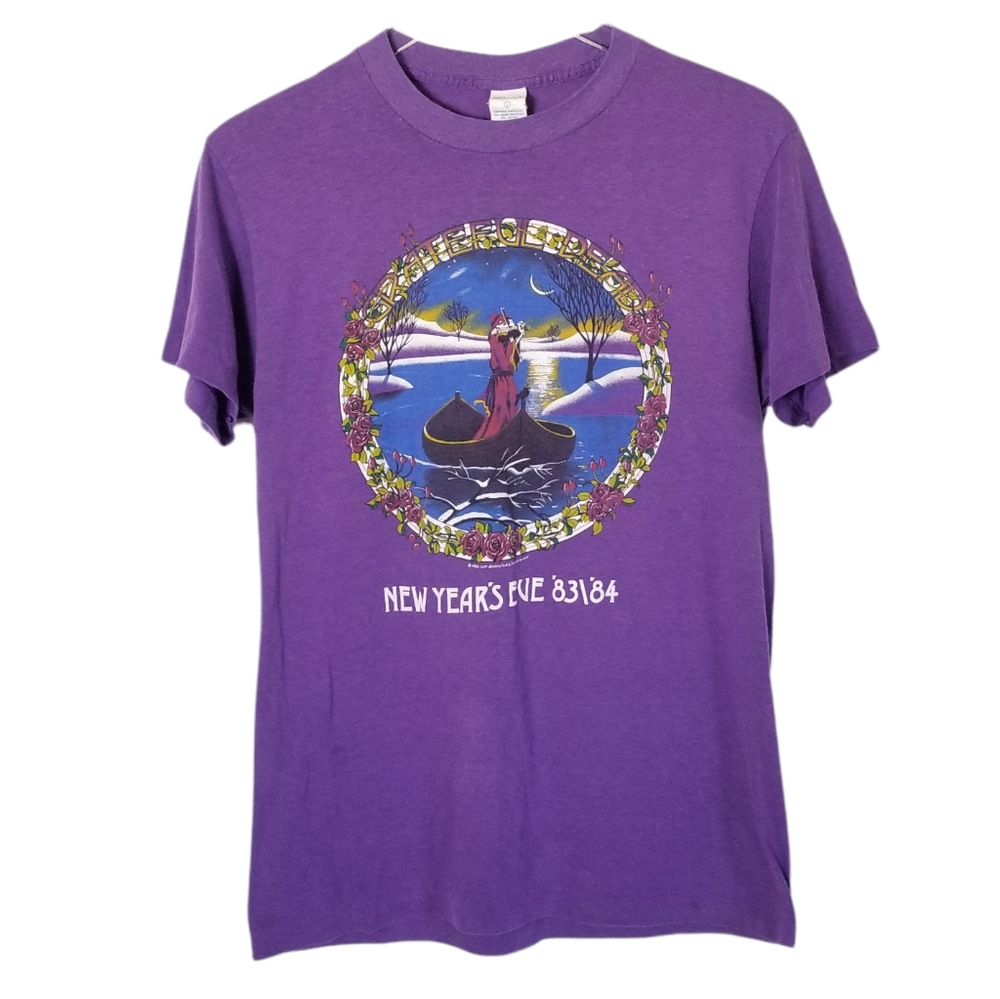 VINTAGE Grateful Dead New Years 83/84 T-shirt Size L Purple Bedrick Scully